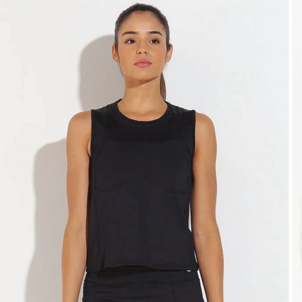 Dona Jo Match Tennis Tank Top Athletic Shirt in Black Size Small UPF 50+